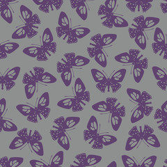 Butterfly vector illustration on a seamless pattern background