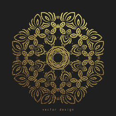 Gold Decorative flower Mandala. Golden Vintage ethnic element