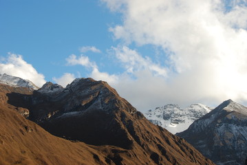 Mountain Peaks in Bhutan in the Himalayas