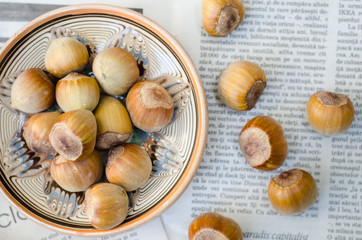 Front hazelnut on a traditional plate