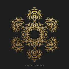 Gold Decorative flower Mandala. Golden Vintage ethnic element