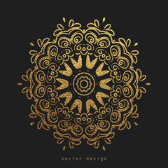 Gold Decorative flower Mandala. Golden Vintage ethnic element