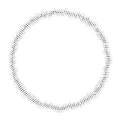 Halftone dotted background circularly distributed. Halftone effect vector pattern. Circle dots isolated on the white background.