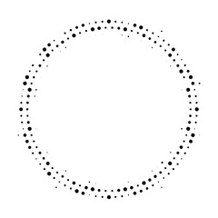 Halftone dotted background circularly distributed. Halftone effect vector pattern. Circle dots isolated on the white background.