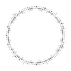 Halftone dotted background circularly distributed. Halftone effect vector pattern. Circle dots isolated on the white background.