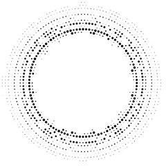 Halftone dotted background circularly distributed. Halftone effect vector pattern. Circle dots isolated on the white background.