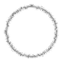 Halftone dotted background circularly distributed. Halftone effect vector pattern. Circle dots isolated on the white background.