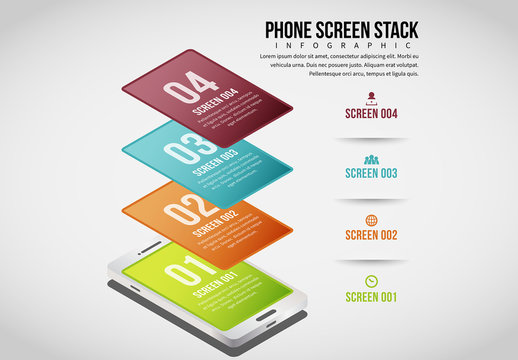Mobile Phone Stacked Screen Infographic