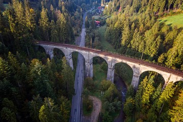 Fototapeta na wymiar Aerial view on railway viaduct.