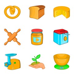 Butty icons set, cartoon style