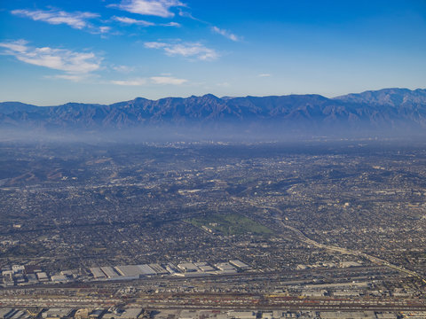 Aerial View Of East Los Angeles, Bandini, View From Window Seat In An Airplane