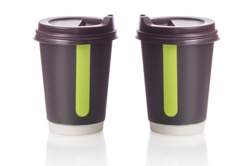 Two cardboard coffee cups