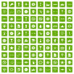 100 symbol icons set grunge green