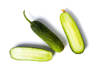 Fresh cucumbers isolated on white