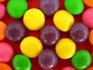 There are multicolored candies 