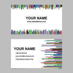 Colorful business card template design set - vector name card graphic with rounded stripes on white background