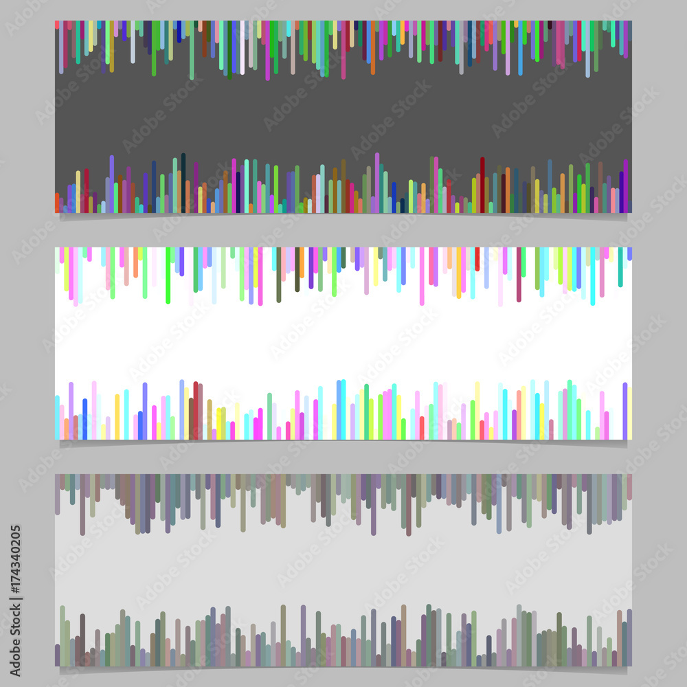 Poster geometrical banner background template design set - horizontal vector illustration from vertical lin