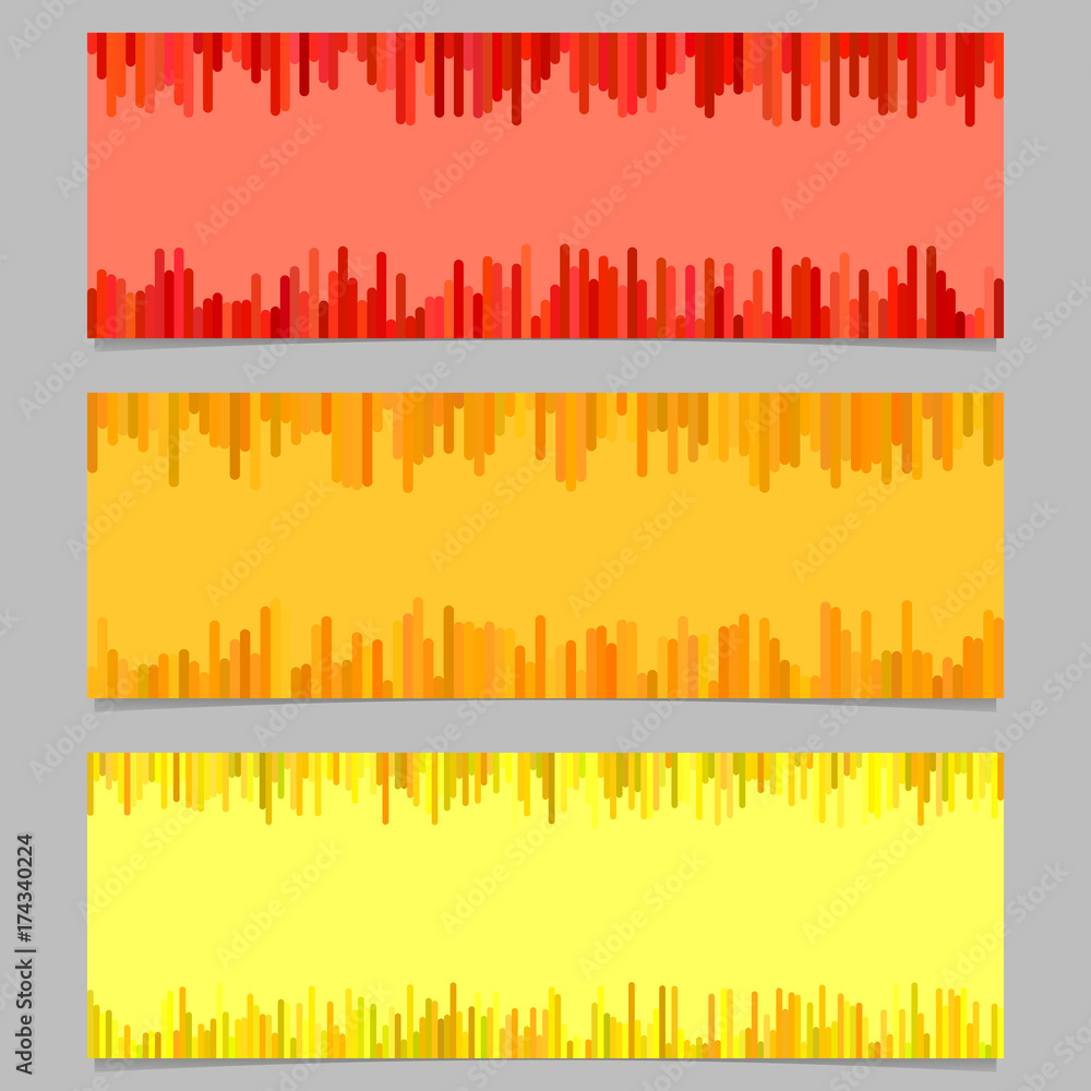 Poster color banner background template design set - horizontal vector graphic from vertical lines