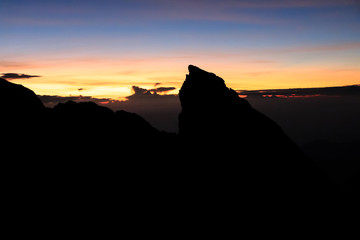 Sunrise from the crater rim of Bali's Mount Agung volcano