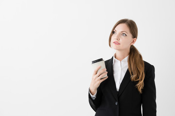 portrait if young businesswoman isolated on white background