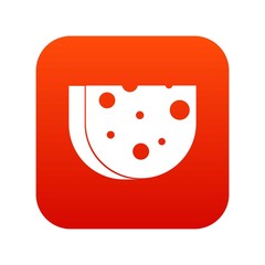 Piece of Swiss cheese icon digital red