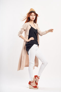 fashion, woman in hat, beauty, white background, style