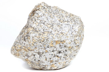 Single natural stone on white background