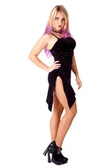 Fototapeta premium Hot Sexy blonde girl in black dress