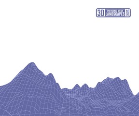 purple polygonal mountains from a grid on a white background