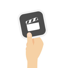 Hand hält graue Karte - Filmklappe - Film