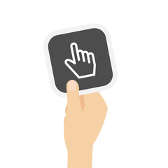 Hand hält graue Karte - Mauszeiger