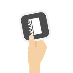 Hand hält graue Karte - Notizblock