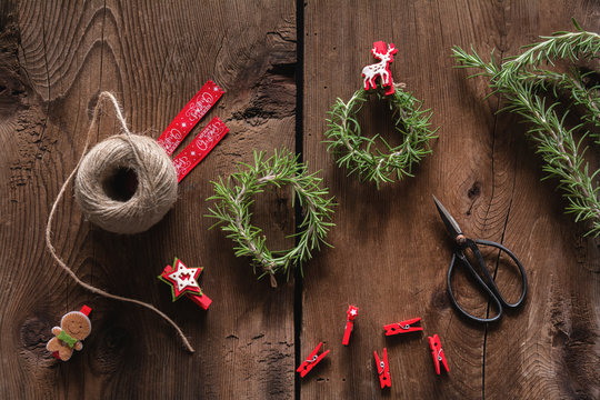 Christmas rosemary wreaths