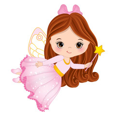 Vector Cute Little Fairy with Magic Wand © TheCreativeMill