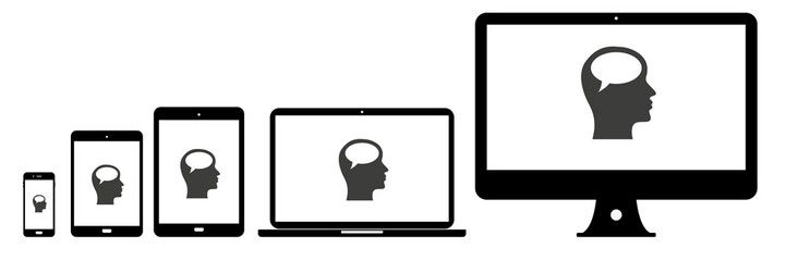 Geräte - Kopf mit Sprechblase - Gedanken