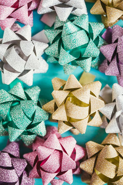 Christmas Gifts Decorative Sparkling Matte Star Bows