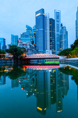 Singapore Downtown Skyline at Break of Dawn