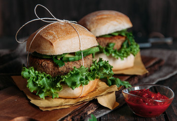 Quinoa and beans burger with avocado