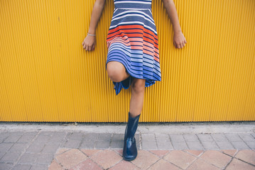 little pretty girl on beautiful wall
