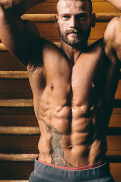 Bodybuilder working out