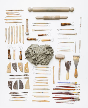 Clay with tools