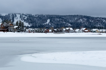 Flozen Lake, Climate Change at Southern California, Big Bear Lake, San Bernardino, 2016