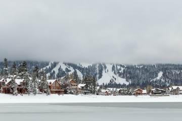 Flozen Lake, Climate Change at Southern California, Big Bear Lake, San Bernardino, 2016