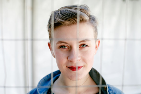 Beautiful young woman with pixie hair cut