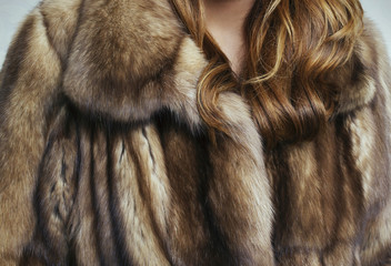 brown fur coat closeup