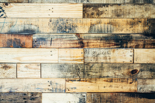 Horizontal pattern of a kindling wood panel close up