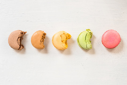 pastel macarons with bites