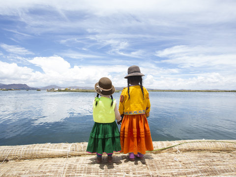 Floating Islands of Lake Titicaca. Peru