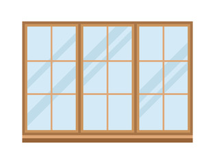 House windows elements flat style glass frames construction decoration apartment vector illustration.