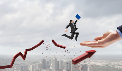 Hand of help and protection . Mixed media